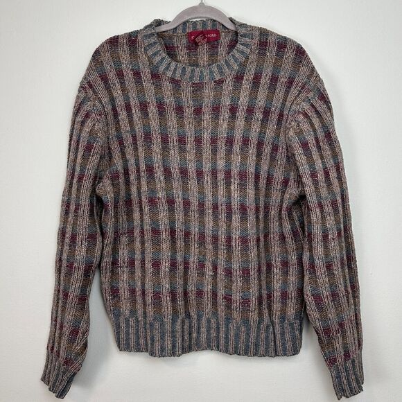 Vtg John Ashford Shetland Wool Sweater Mens Large Rib Knit Grandpa Cosby Biggie - Picture 1 of 9